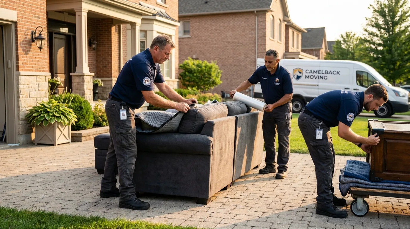 Large estate moving crew wrapping furniture in Boerne, TX
